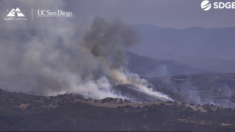 The Rancho Fire burns near Ramona in North County on Oct. 9, 2025. 