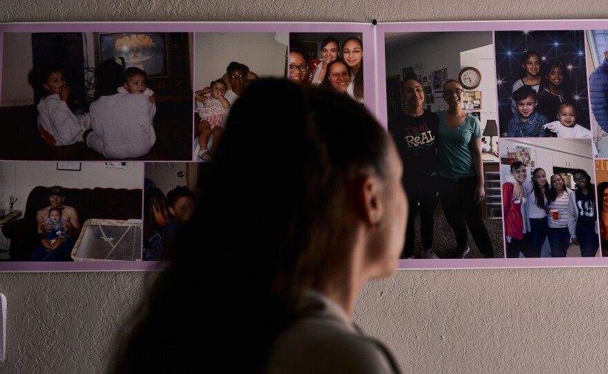 Alyssa looking at Memorial of her sister in her room in Richardson, Texas on April 4th, 2022.
