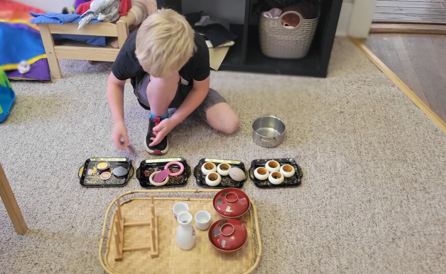 A child plays at the Buds and Blossoms preschool in this April 5, 2022, photo.