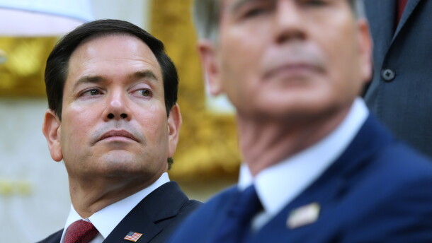 Secretary of State Marco Rubio, left, listen as President Donald Trump meets with Iraq's Prime Minister Ali al-Zaidi in the Oval Office of the White House, Tuesday, July 14, 2026, in Washington.