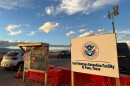 A sign marks the entrance to a series of hardened tents at the Camp East Montana immigrant detention center in the desert at a U.S. Army base on the outskirts of El Paso, Texas, Feb. 13, 2026.