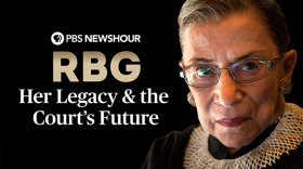 Key art featuring Ruth Bader Ginsburg for "RBG: Her Legacy & The Court's Future, A PBS NEWSHOUR Special."