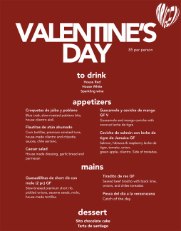 Origen Valentine's Dinner Menu
