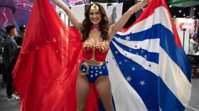 Rachel Pizzolato cosplays as Wonder Woman on July 25, 2025.