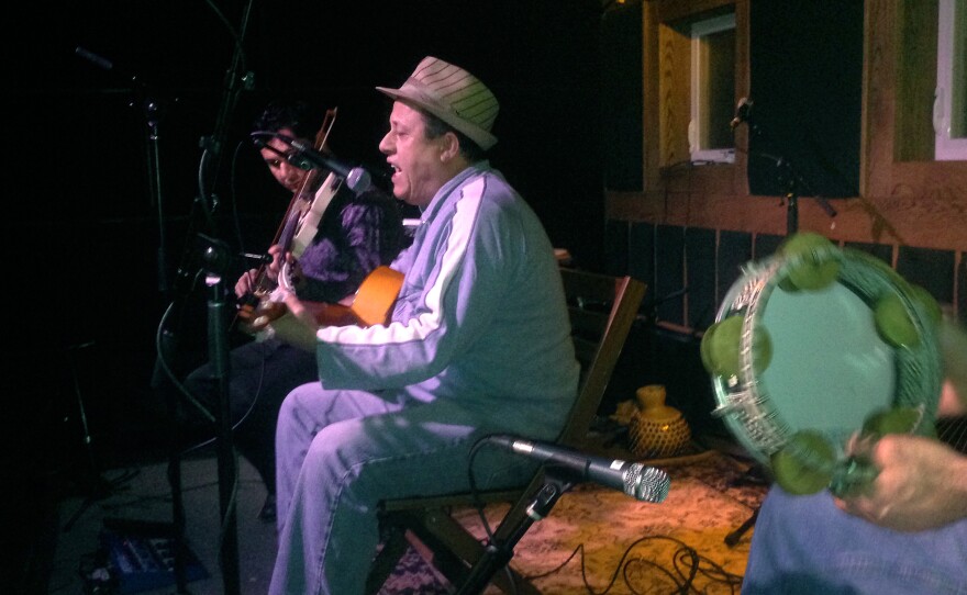 At this Yennayer celebration in Portland, Ore., several groups take to the stage, playing traditional songs, as well as the songs of more recent artists like Idir and Moh Alileche.