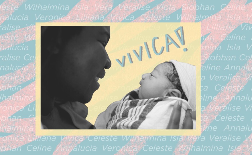 "We couldn't agree on a name for the full 41 weeks of my pregnancy," says Diana Opong, host of the Life Kit episode on choosing a baby name, "and so we waited until she was born to look at her face and decide. A day after she entered the world we chose the name Vivica."