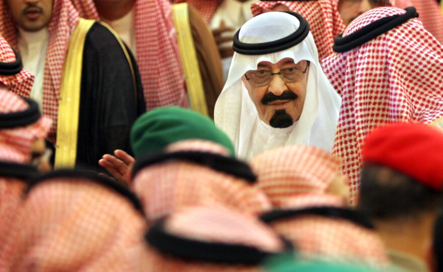King Abdullah receives condolences on the death of King Fahd on Aug.2, 2005.