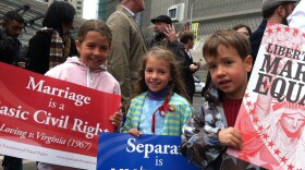 At an anti-Prop 8 rally before the Feb. 7, 2012 hearing. 