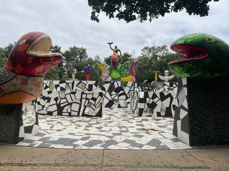 An undated photo of Queen Califia's Magical Circle, a piece of public art designed by artist Niki de Saint Phalle.