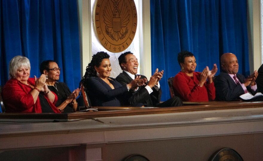 Honoree Smokey Robinson applauds during a performance at "Smokey Robinson: The Library Of Congress Gershwin Prize For Popular Song."