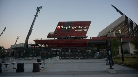 The entrance to Snapdragon Stadium in Mission Valley, Oct. 20, 2023.