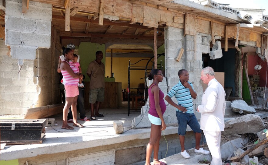 HRH The Prince of Wales visiting Dominica in November 2017 to meet communities affected by hurricanes in the area earlier in the year.