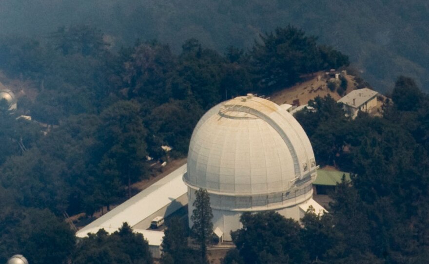The Mount Wilson Observatory, surrounded by smoke from the wildfires that are burning near Los Angeles