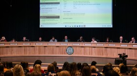 Grossmont Union High School District trustees sit before students, staff and community members at the board meeting on Jan. 15, 2026.