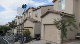 A residential neighborhood on the eastern edge of Las Vegas served as the backdrop for the president's visit on Monday.