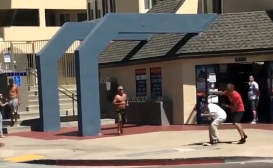 A Black journalist being sucker-punched by a man while covering a Black Lives Matter protest in Imperial Beach on June 7.