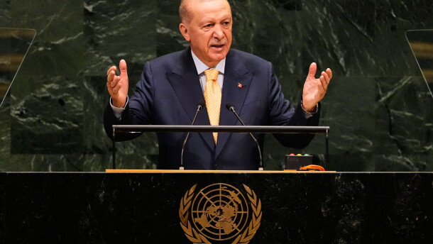 Turkey's President Recep Tayyip Erdogan speaks during the 81st session of the United Nations General Assembly at United Nations headquarters in New York, Sept. 22.