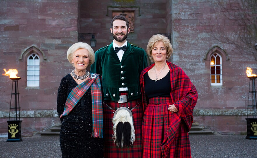 Mary Berry at Scone Palace, Perthshire, with William Murray and Lady Mansfield.