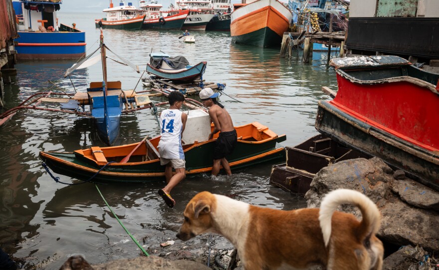 Small-scale Filipino fishermen unload their catch a fish port in General Santos, the Philippines, on May 22, 2025. The city is known as the Philippines' tuna capital and hub for tuna fishing and products exports.