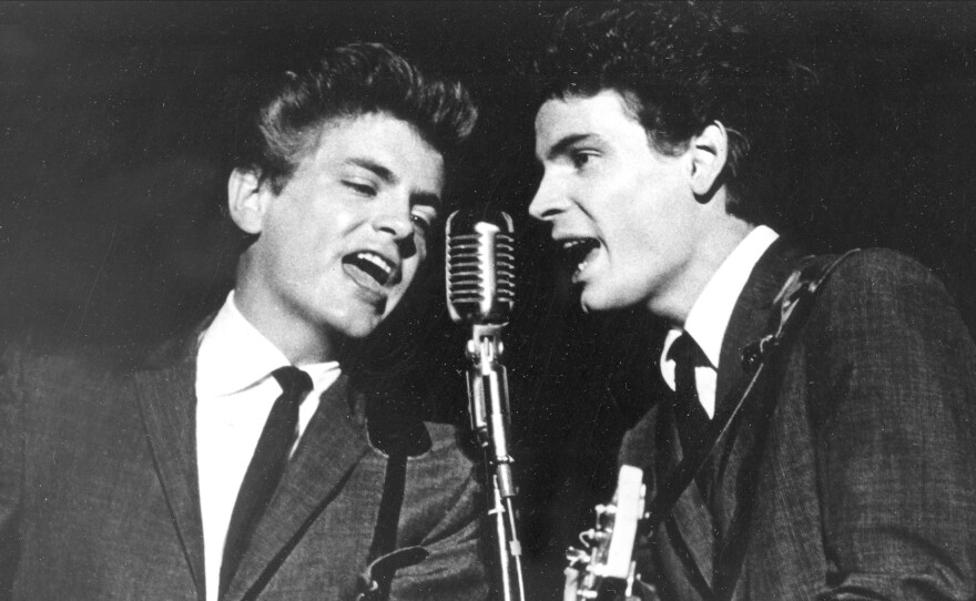 The Everly Brothers, Don (right) and Phil, perform on July 31, 1964.