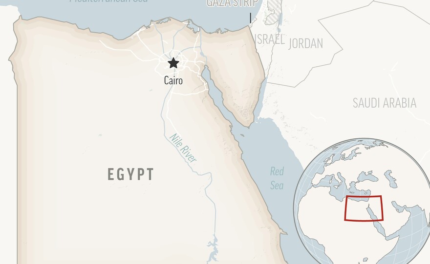 This is a locator map for Egypt with its capital, Cairo.