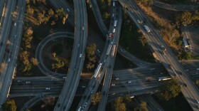 Traffic in Los Angeles. Using aerial footage, high-definition video and real-time satellite data, AMERICA REVEALED traces the movements and communications that miraculously come together to manufacture goods, transport people and materials, grow tons of food and power our increasingly tech-savvy nation.