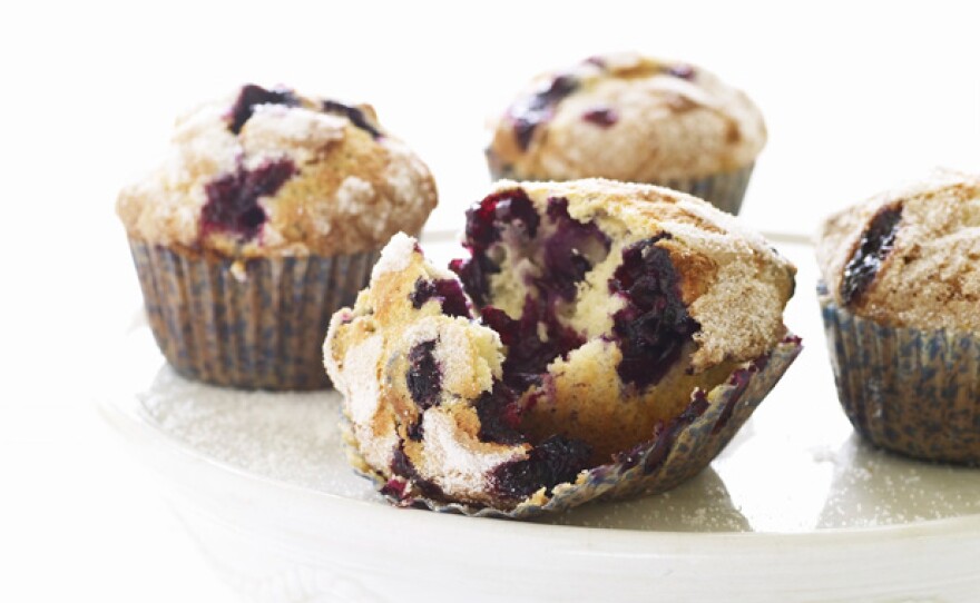 Martha makes blueberry muffins two ways, flavored with a little spice or finished with a crumb topping.