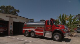 A brush truck is stationed at Fire Station 28 in San Diego, Aug. 28, 2017.