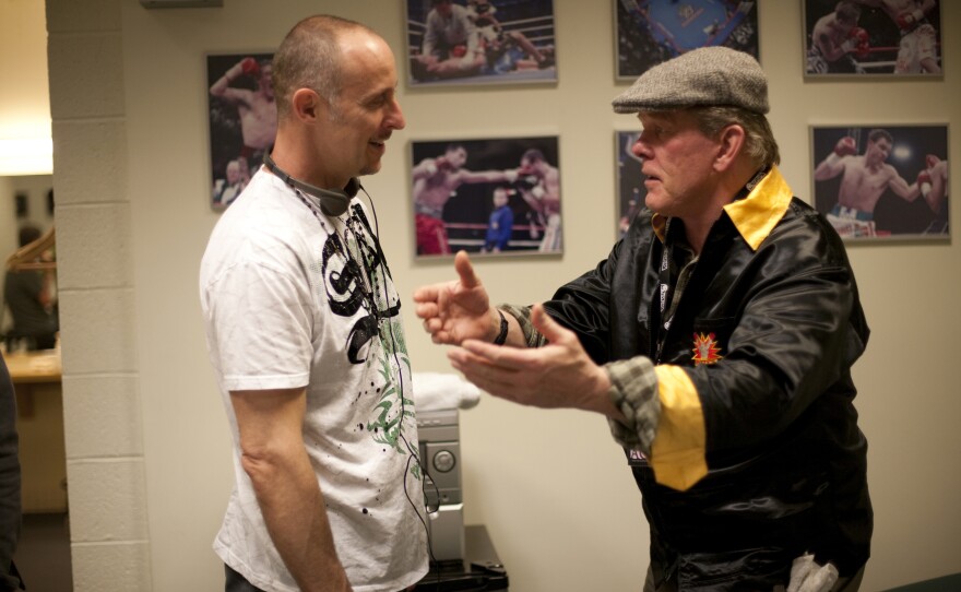 Director Gavin O'Connor with Nick Nolte on the set of "Warrior."
