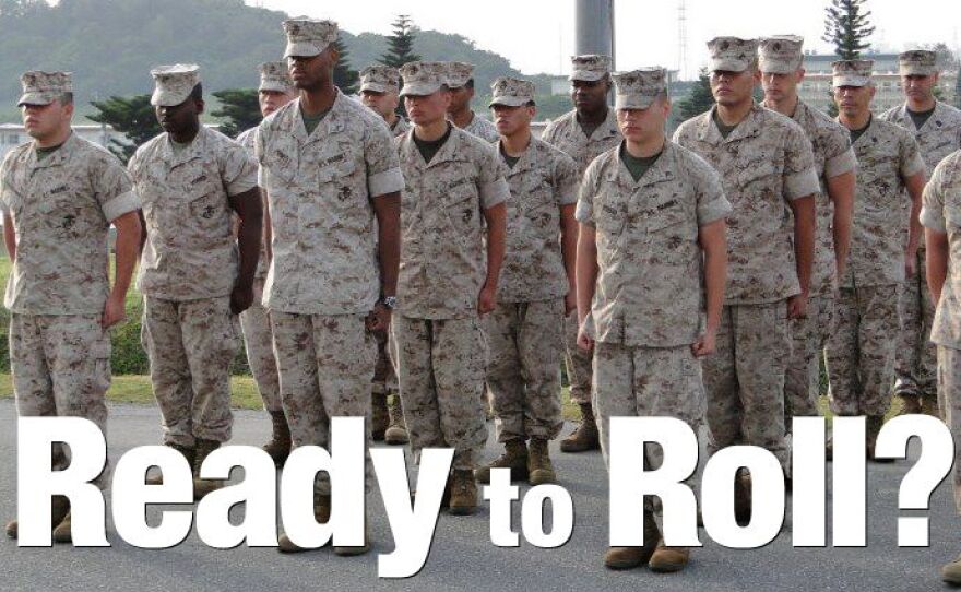 Marines with rolled sleeves.