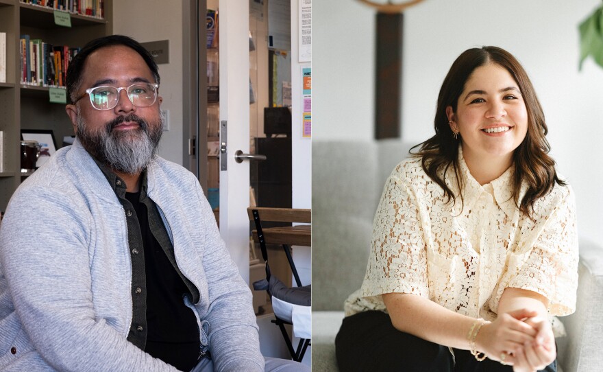 Jason Magabo Perez and Paola Capó-García are shown side-by-side, looking at the camera.