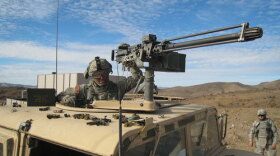American infantry training in an uparmoured humvee; Fort Irwin, California.