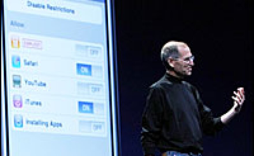 Apple CEO Steve Jobs introduced the new iPhone 3G in San Francisco on Monday at the company's annual worldwide developers' conference.