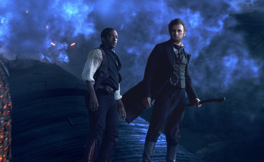 Looking presidential... Anthony Mackie and Benjamin Walker in "Abraham Lincoln: Vampire Hunter."