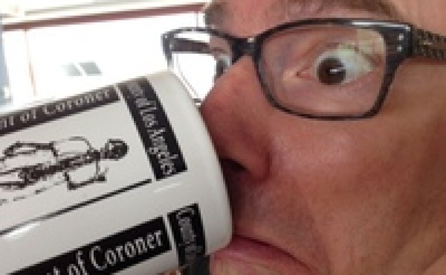 For a traditional caffeine experience, Robert put his Perky Jerky in a mug. The half-and-half was a bad idea, though.