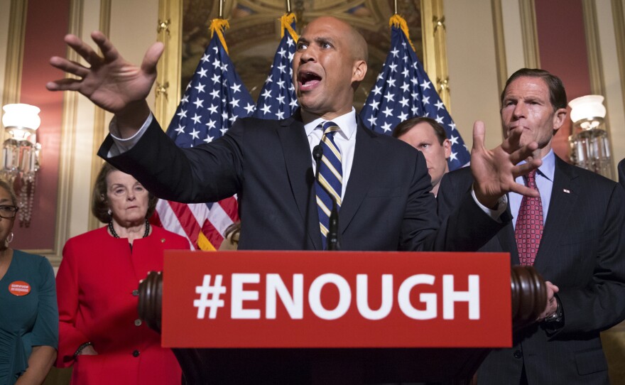 Sen. Cory Booker, D-N.J., joins Senate Democrats in calling for stricter gun control legislation in the wake of the mass shooting in Orlando last week.