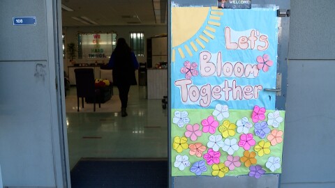 A sign outside the Wellness Center at Bell Middle School on Monday, Aug. 11, 2025.