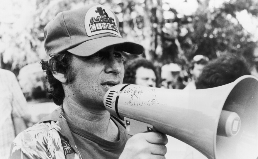 Spielberg directs on the set of the 1982 film <em>E.T. The Extra-Terrestrial.</em>