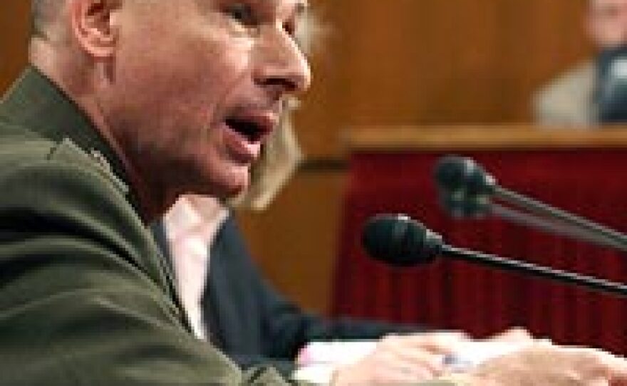 Chairman of the Joint Chiefs of Staff Gen. Peter Pace testifies before a Senate Appropriations panel, May 9, 2007.