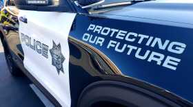 A San Diego Unified School District police car in San Diego County. Sept. 1, 2020.