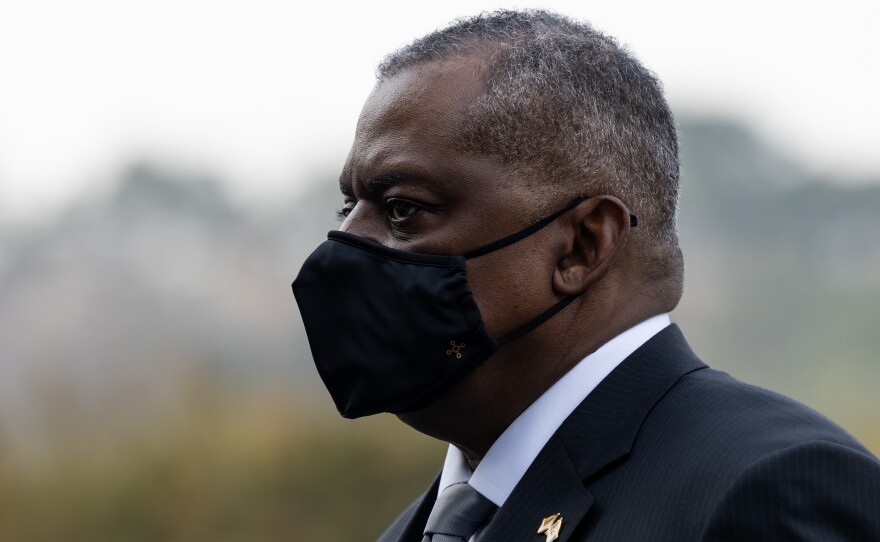Lloyd Austin, U.S. secretary of defense, visits the National Cemetery in Seoul, South Korea, on Thursday. On his Asia tour, the defense chief made an unannounced visit to Afghanistan on Sunday.