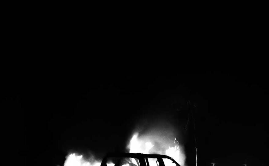 A photograph taken during the La Mesa protest on May 30, 2020 is part of Nguyen's show at Hill Street Country Club.