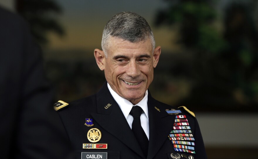 Retired Army Lt. Gen. Robert Caslen, pictured in 2014 when he was superintendent of the U.S. Military Academy at West Point. On Wednesday he resigned as president of the University of South Carolina.