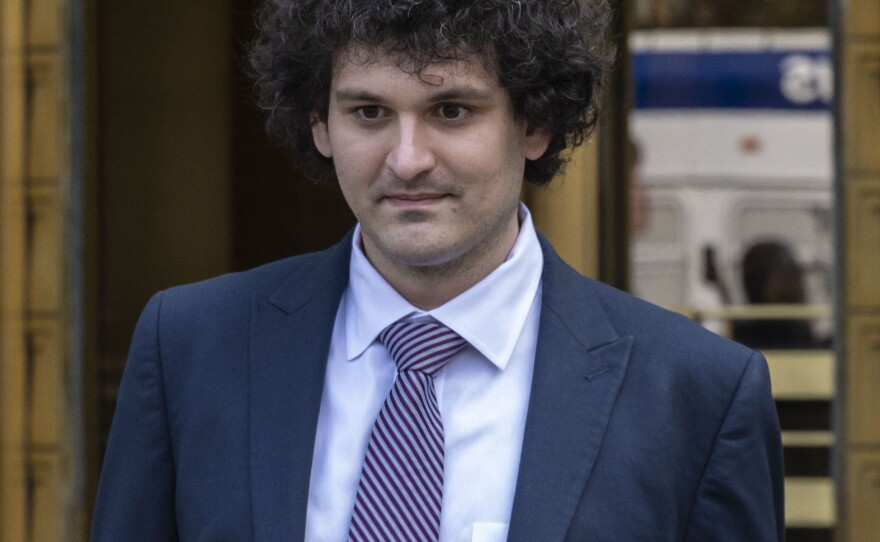 Former FTX chief Sam Bankman-Fried leaves the Federal Courthouse following a bail hearing in New York City on July 26, 2023.