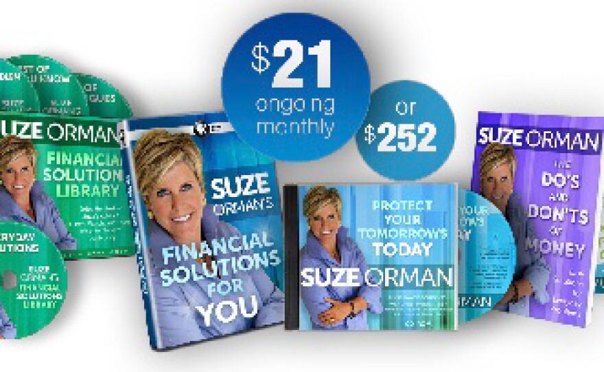 Give at the $252 level during our TV Membership Campaign and receive the Suze's Combo which includes the program DVD; Orman‘s Financial Solutions Library 9-DVD set; a "Suze Orman – The Do’s and Don’ts of Money" book; Personal Finance Online Course; and "Protect Your Tomorrows Today" CD-ROM. This gift includes a KPBS License Plate Frame (if you're a new member). Also enjoy access to KPBS Passport and myKPBS Film Club. The DVD only is available at $72. 