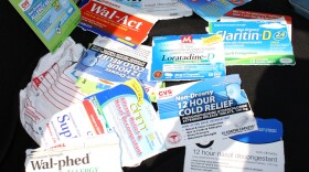 Medicine labels used by smurfers in Santa Ana, California identify the brands of pseudoephedrine products they should buy.