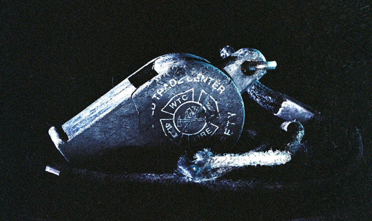 A World Trade Center whistle recovered from the rubble.