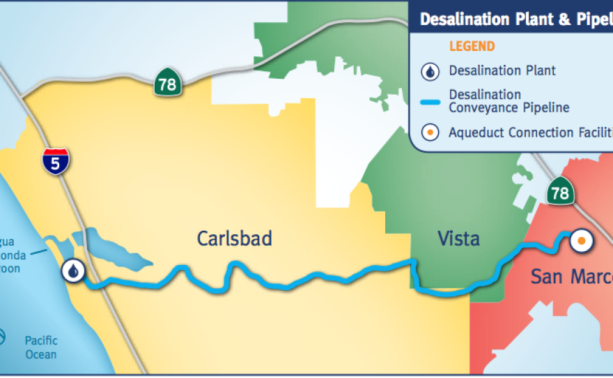 Map of the pipeline to be built for desalinated water, March 2013