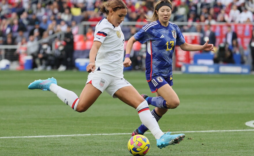 Trinity Rodman will play in her first World Cup. She's seen here playing against Japan at the SheBelieves Cup in February.