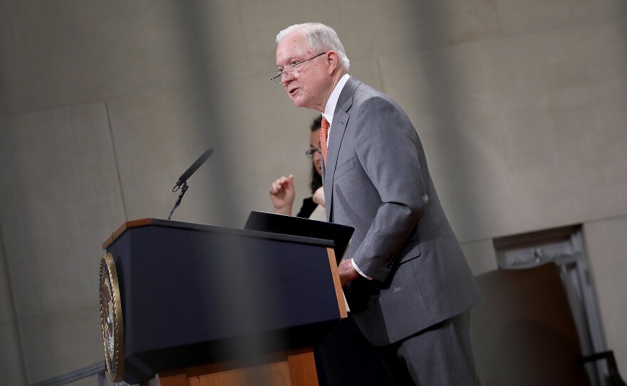 Asked whether Attorney General Jeff Sessions should investigate an anonymous opinion piece published by the New York Times, President Trump said he should.